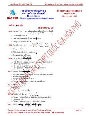 Đề cương ôn thi học kỳ II môn Toán Lớp 8 - Năm học 2016-2017